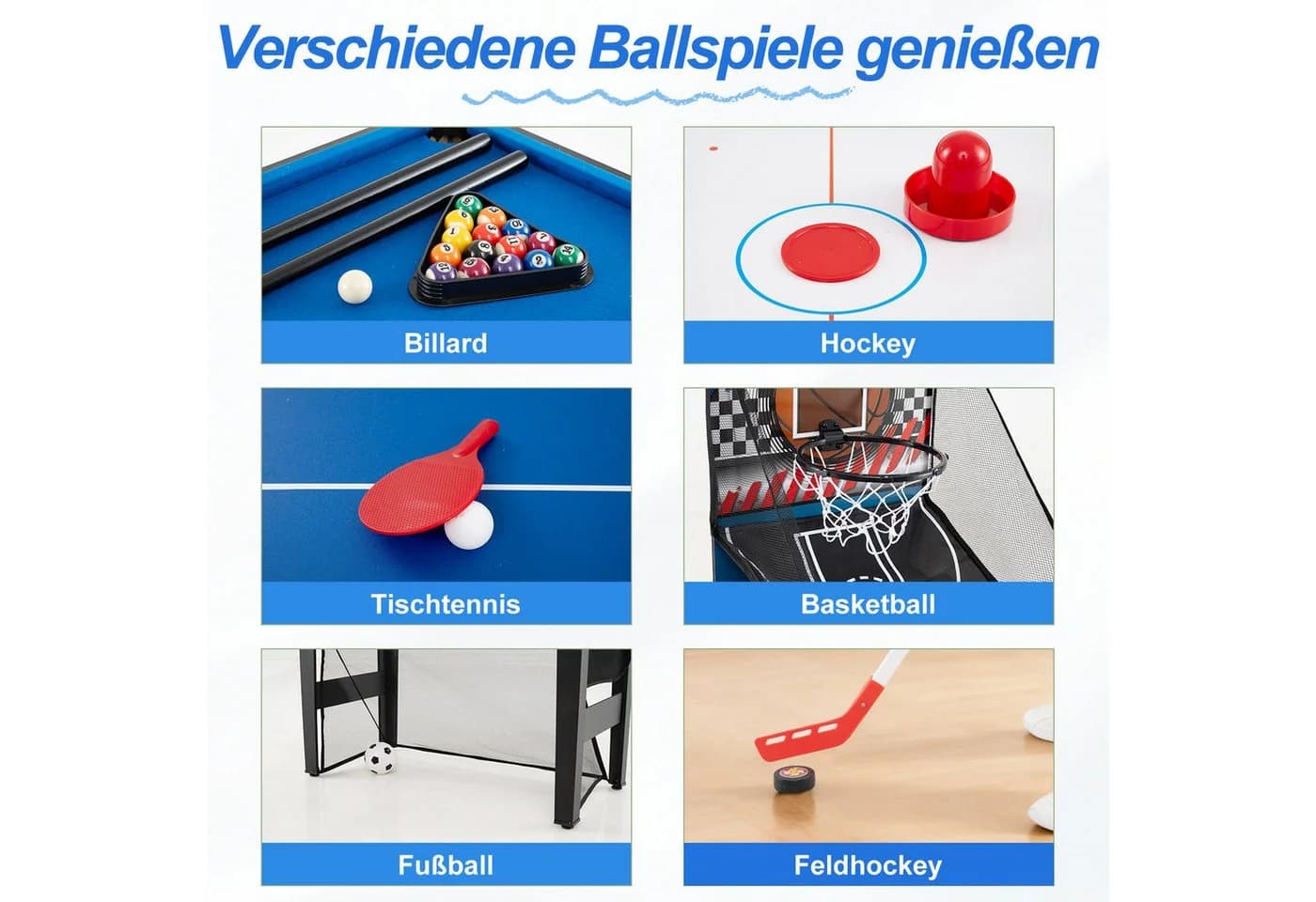 COSTWAY 10-in-1 Multi-Kickertisch Blau/Schwarz - Bild 5
