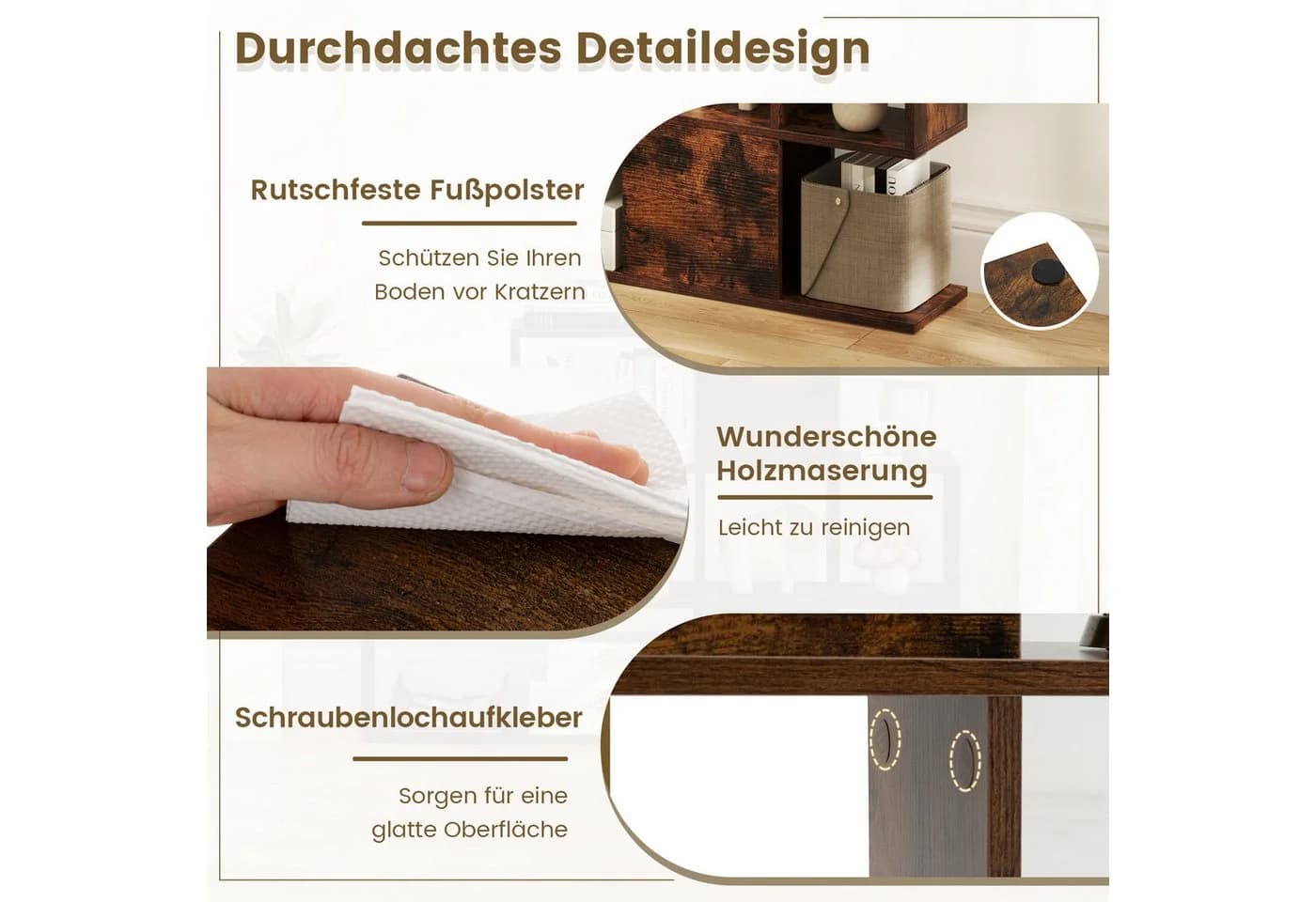 COSTWAY Bücherregal Braun Holzwerkstoff - Bild 4