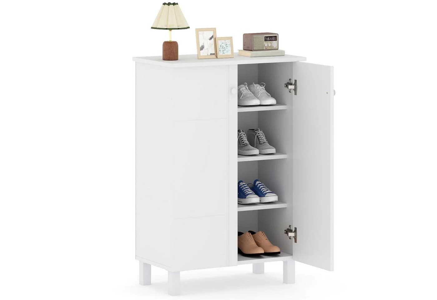 COSTWAY Schuhschrank Holz 4-stöckig mit abnehmbaren Regalböden - Bild 2