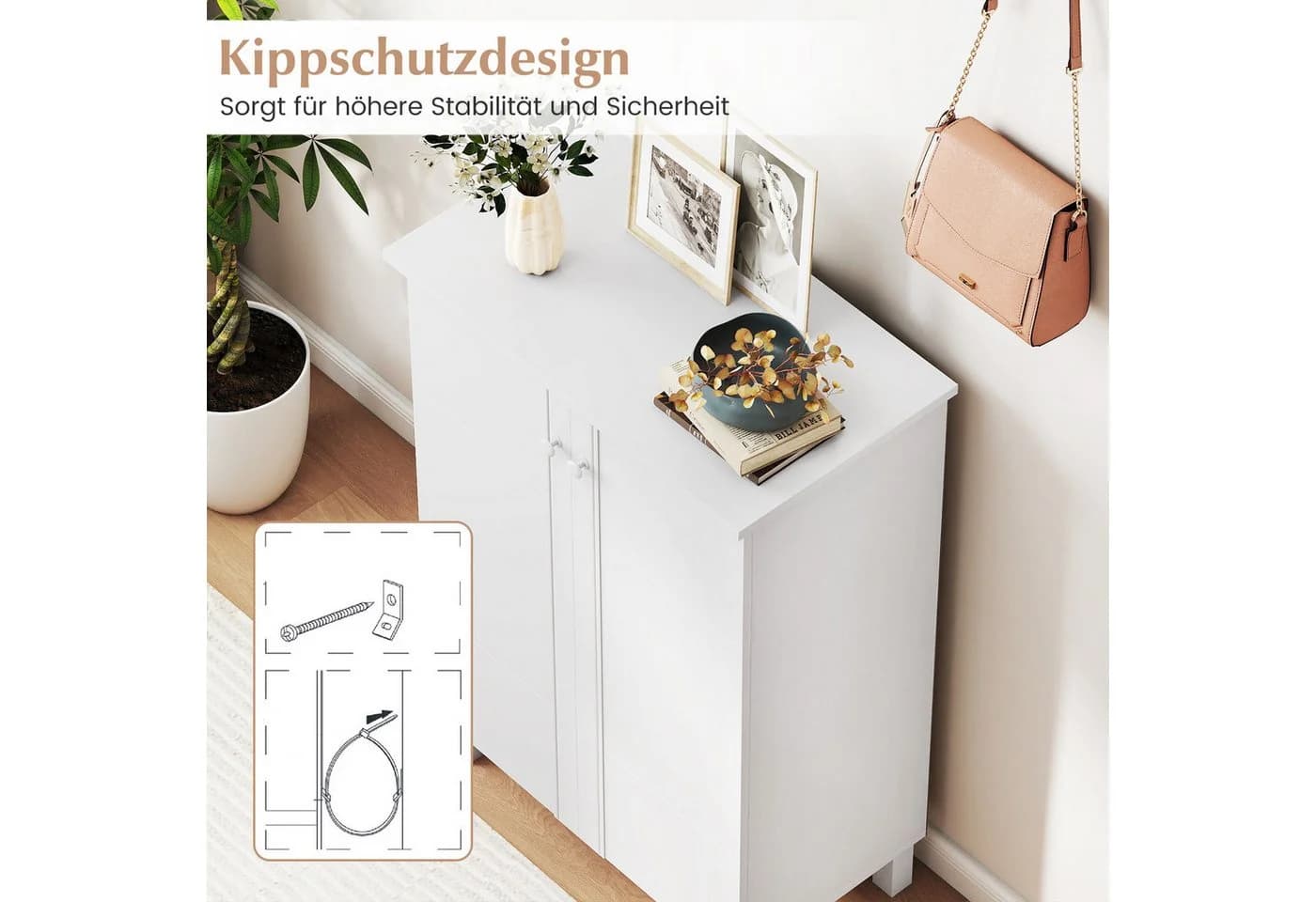 COSTWAY Schuhschrank Holz 4-stöckig mit abnehmbaren Regalböden - Bild 5