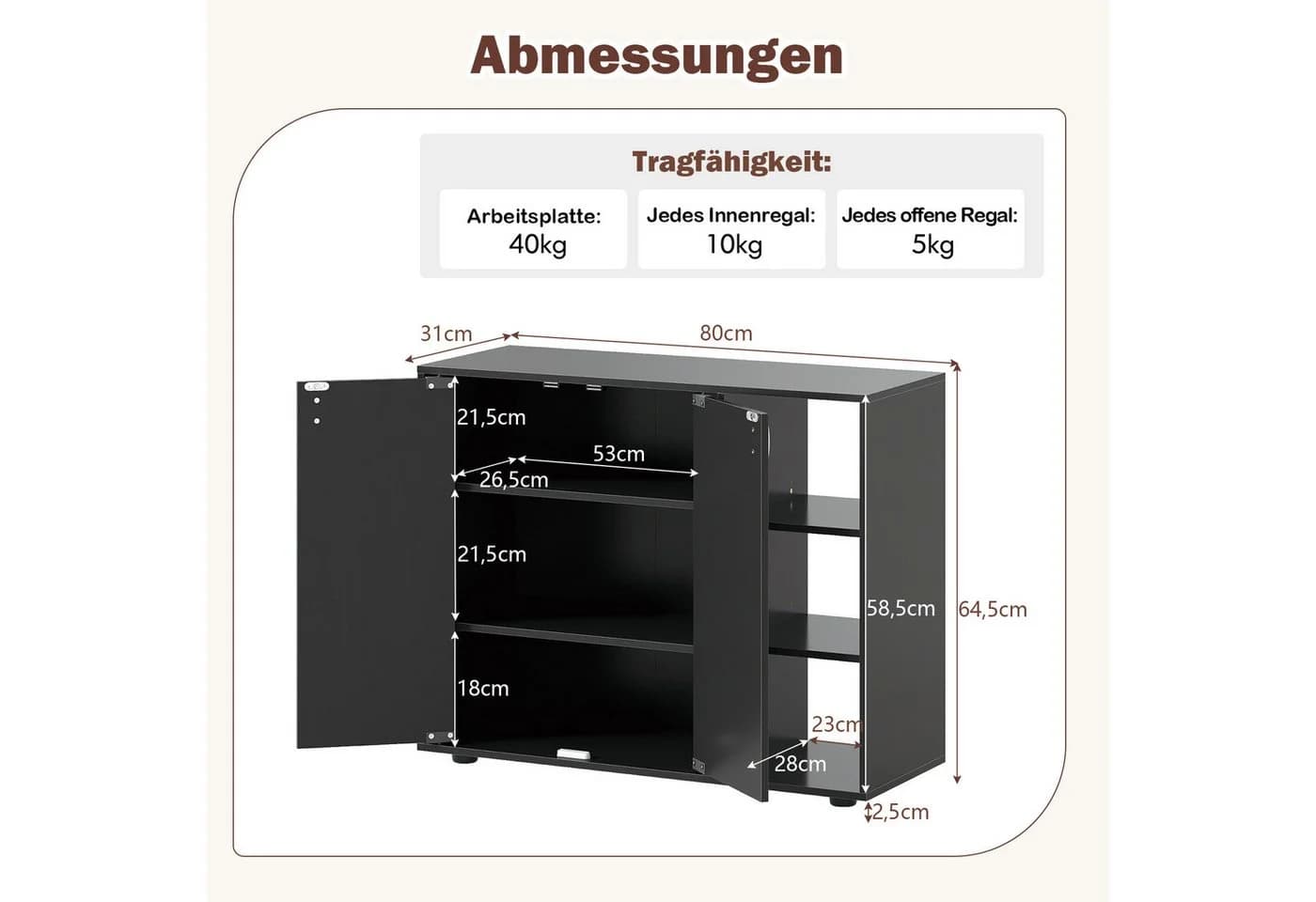 COSTWAY Schuhschrank mit verstellbaren Regalen Schwarz/Weiß - Bild 5