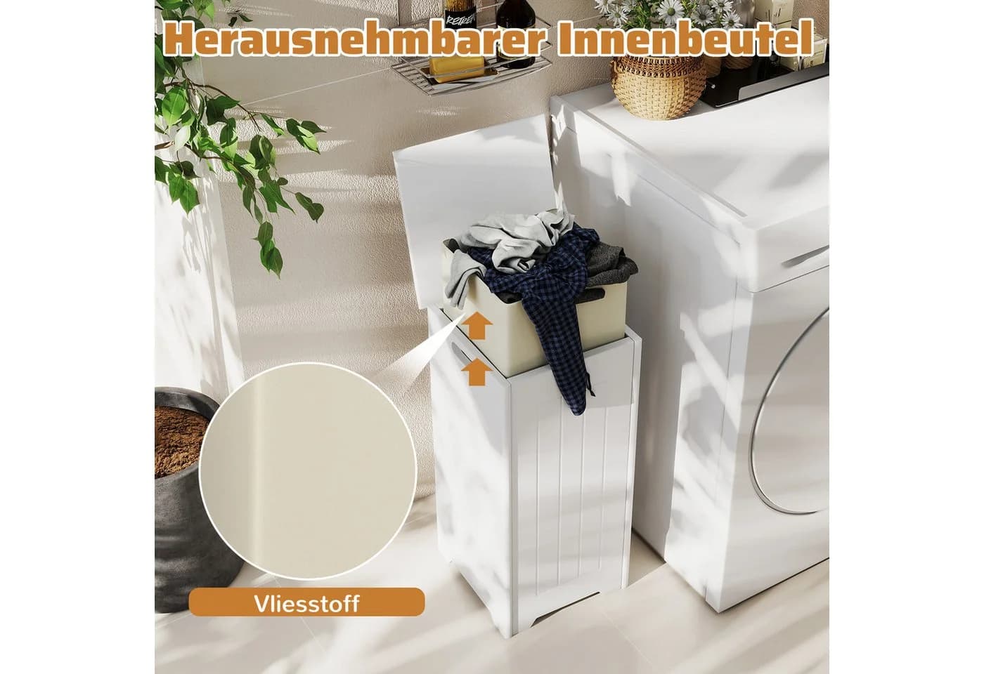 KOMFOTTEU Wäschekorb Wäschebox Wäschetruhe mit Deckel, weiß - Bild 4