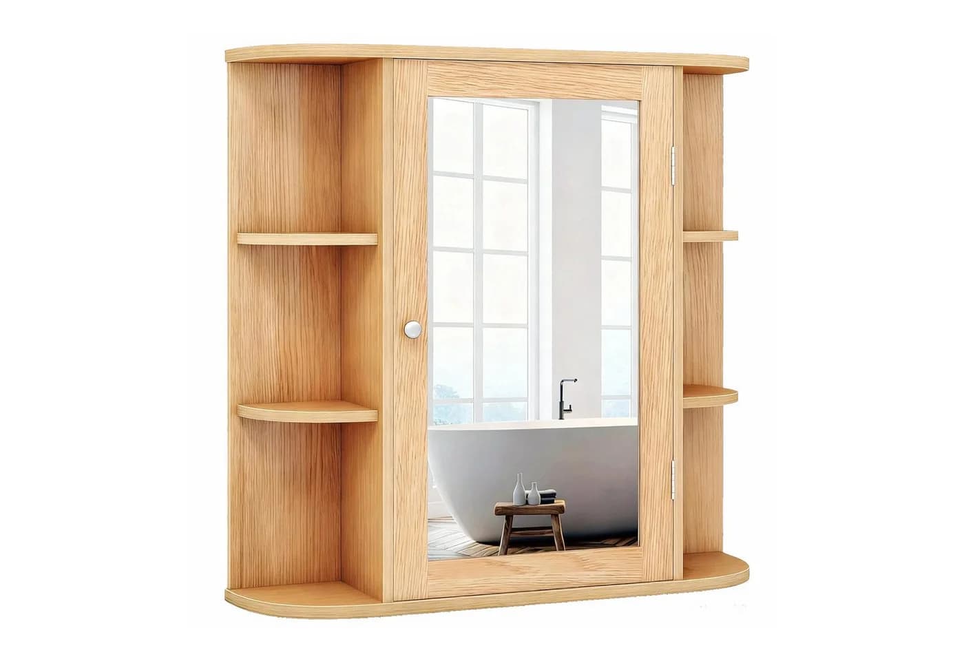 KOMFOTTEU Spiegelschrank Badschrank Hängeschrank Wandschrank mit Ablagen - Bild 2