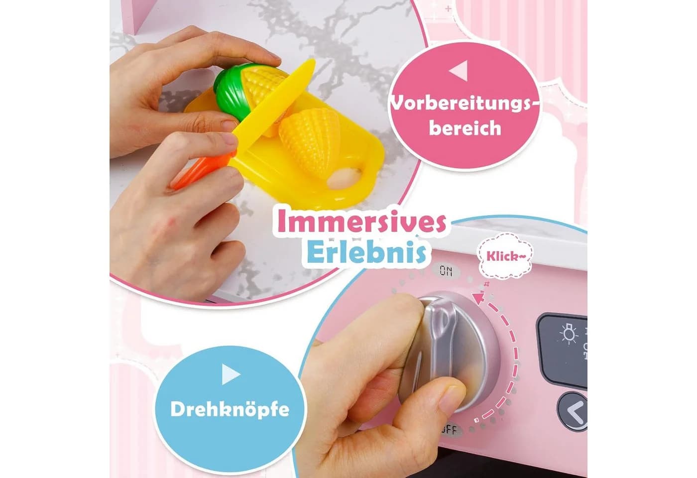 KOMFOTTEU Spielküche Kinderküche Holzküche Rosa - Bild 3