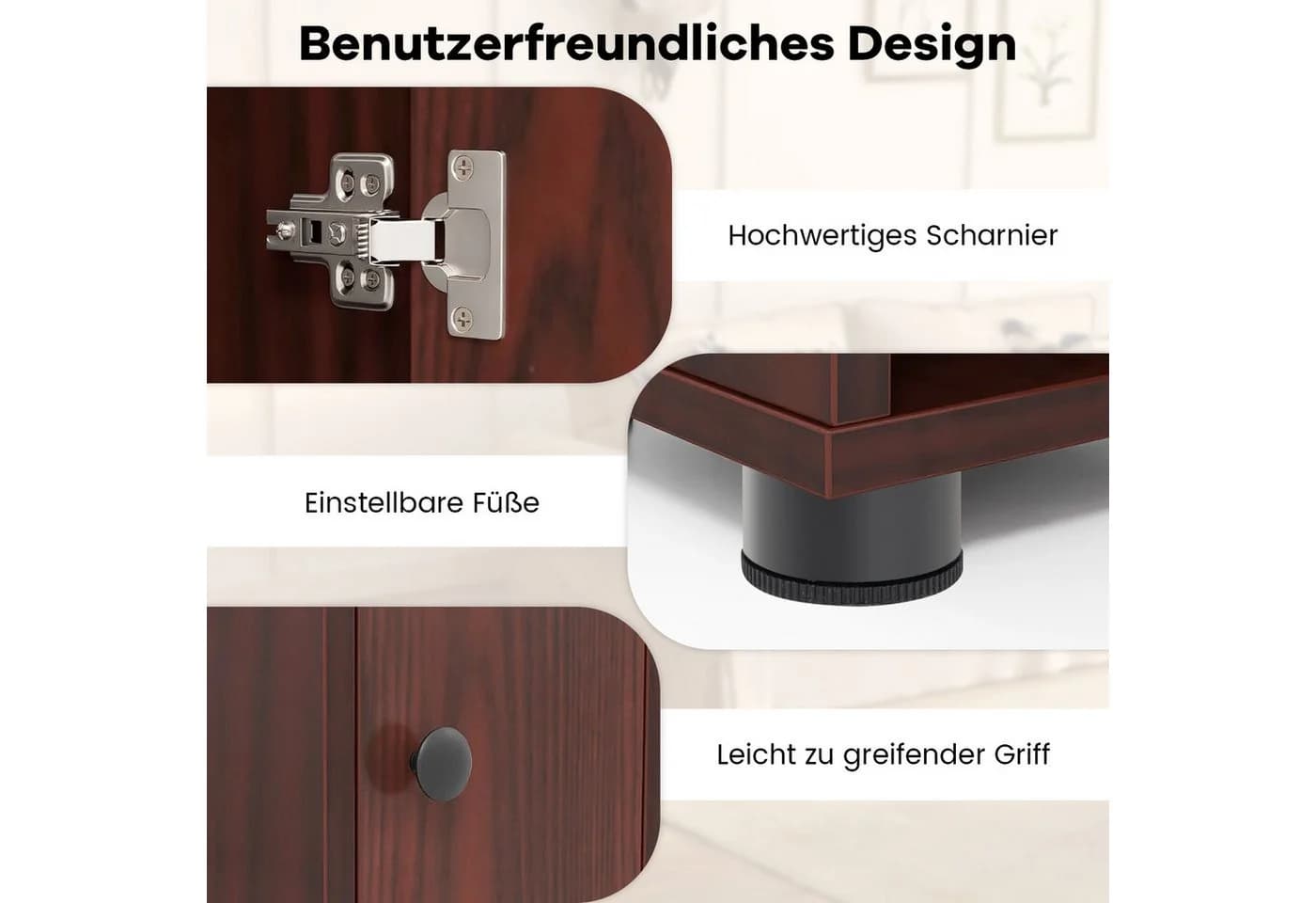 COSTWAY Hochschrank Badschrank schmal verstellbaren Regal Weiß - Bild 5