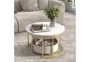 COSTWAY Couchtisch-Set 2er Set rund Marmor Gold Bild 1