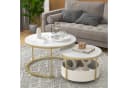 COSTWAY Couchtisch-Set 2er Set rund Marmor Gold Bild 2