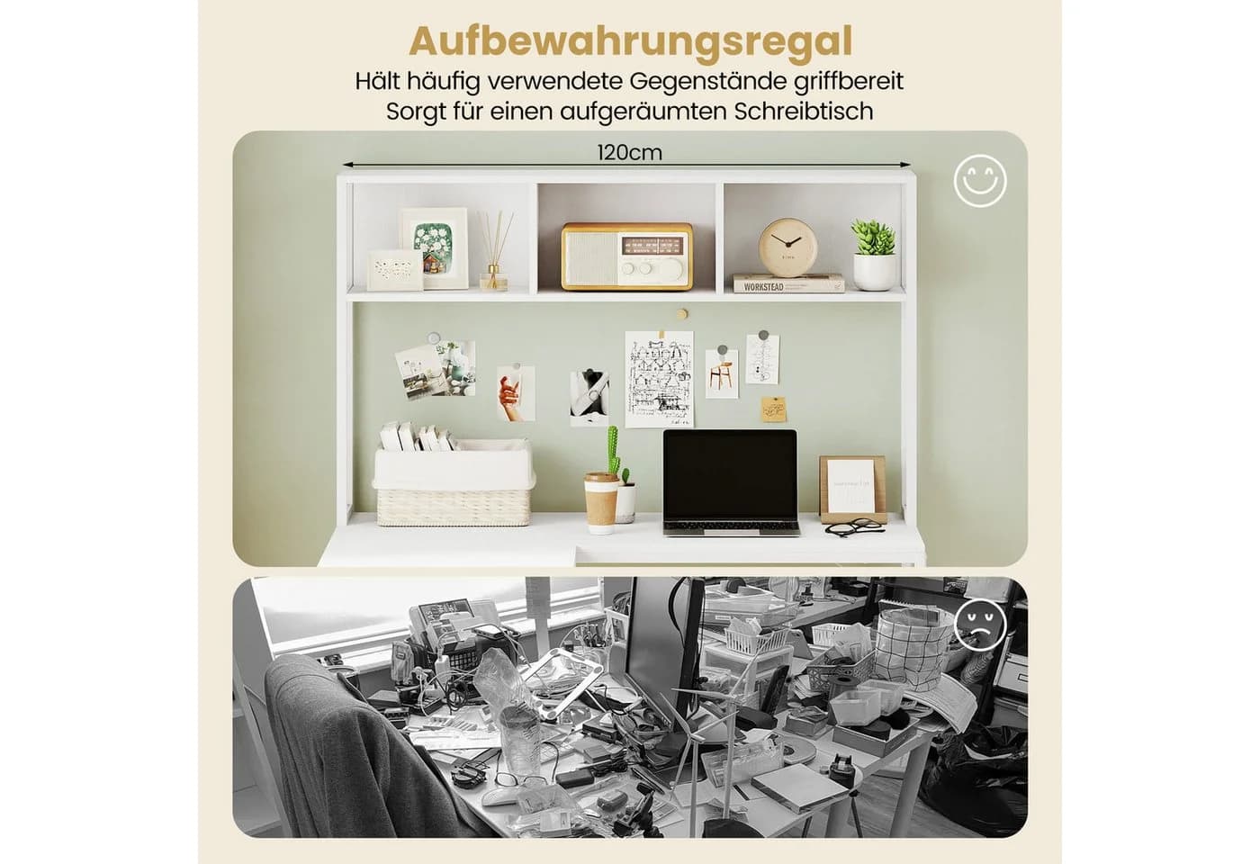 COSTWAY Eckschreibtisch L-förmig 150x120cm mit Bücherregal - Bild 4