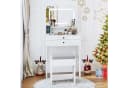 COSTWAY Schminktisch mit Hocker, LED-Spiegel und Steckdosen Bild 2