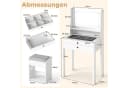 COSTWAY Schminktisch mit Hocker, LED-Spiegel und Steckdosen Bild 5