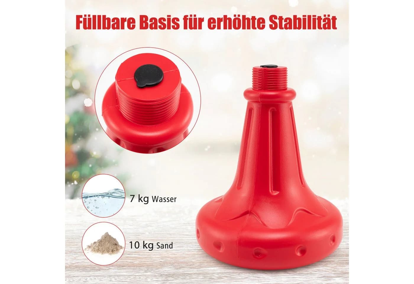 COSTWAY Weihnachtslaterne LED Straßenlampe 185 cm Rot - Bild 5