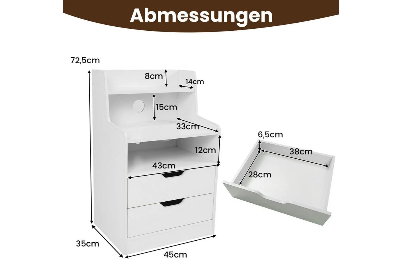 COSTWAY LED-Nachttisch Weiß/Schwarz mit 16 Farben und Lichteffekten - Bild 5