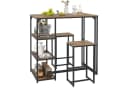 COSTWAY Bartisch Set mit 2 Barhockern Braun Schwarz Industriestil Bild 2