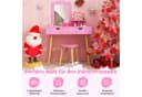 COSTWAY Schminktisch 2 in 1 Kinder Schreibtisch mit Hocker, aus Holz Rosa Bild 3