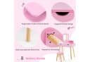 COSTWAY Schminktisch 2 in 1 Kinder Schreibtisch mit Hocker, aus Holz Rosa Bild 4