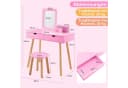 COSTWAY Schminktisch 2 in 1 Kinder Schreibtisch mit Hocker, aus Holz Rosa Bild 5