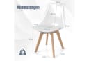 COSTWAY Esszimmerstuhl 4er Set transparent mit Massivholz Beinen Bild 5