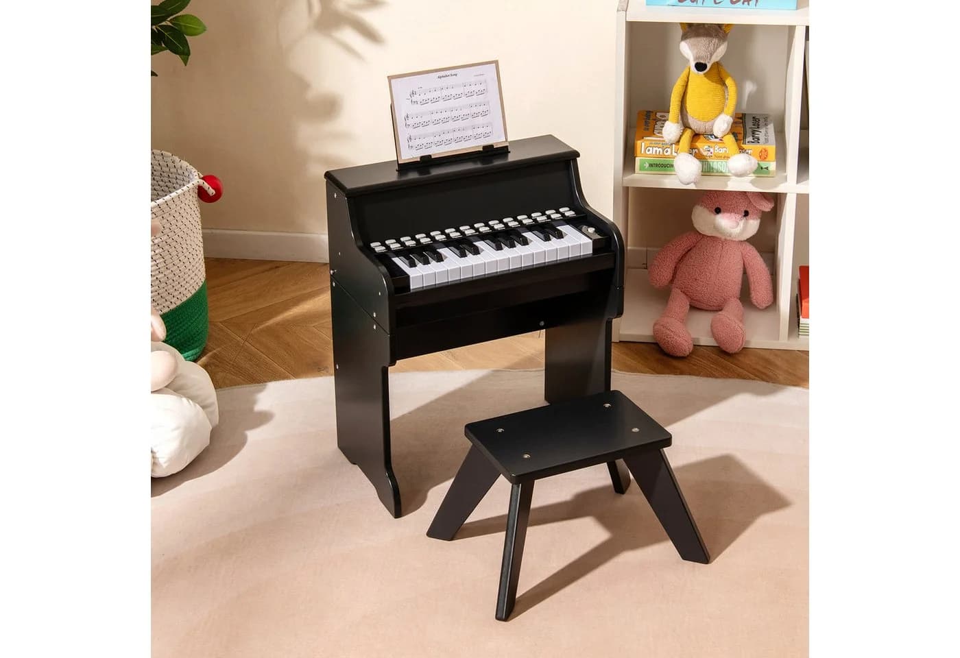 COSTWAY 25-Tasten Kinderklavier mit Hocker & Notenhalter