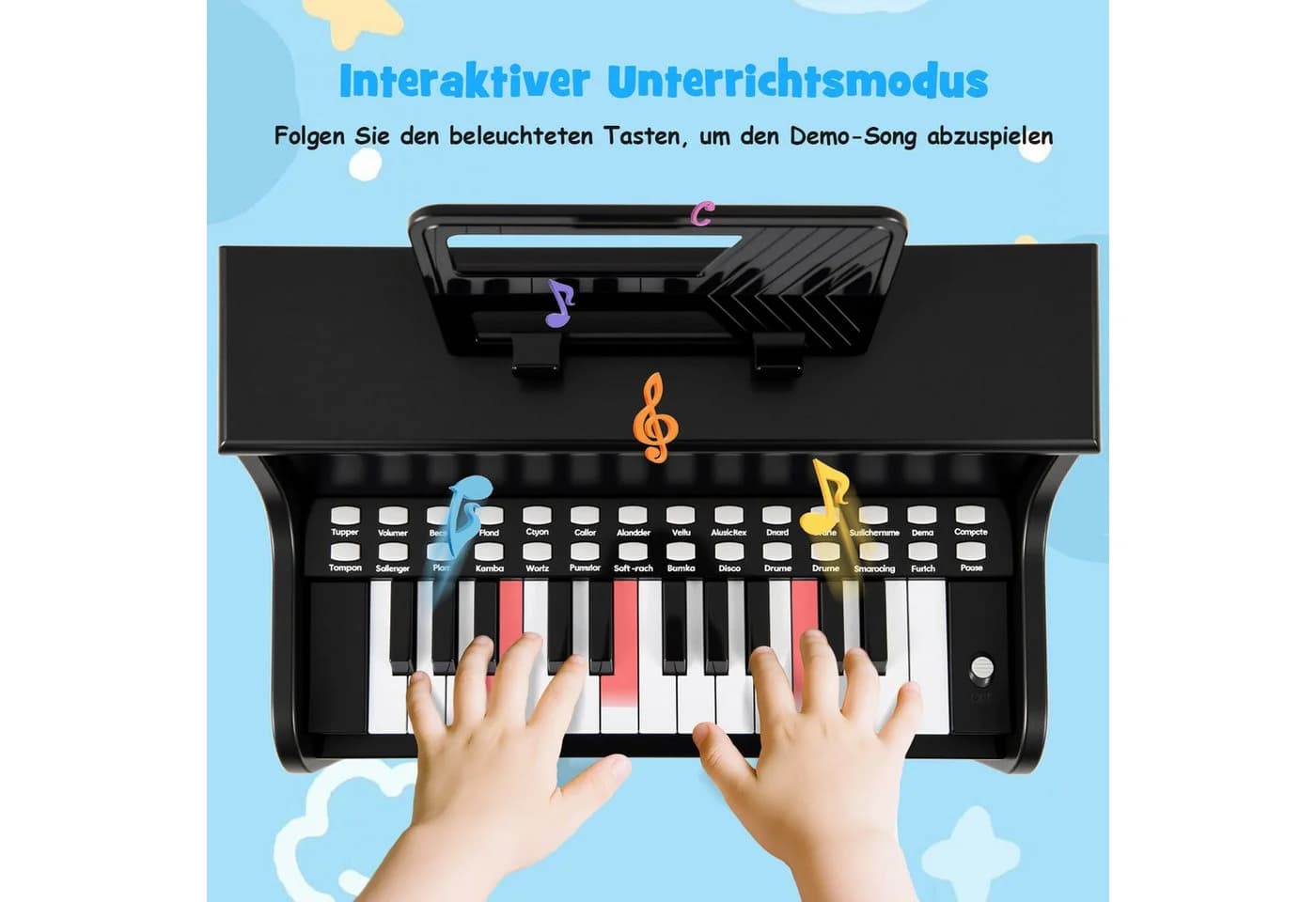 COSTWAY 25-Tasten Kinderklavier mit Hocker & Notenhalter - Bild 3