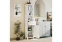 COSTWAY Badkommode Hochschrank mit Schublade und Regal Weiß/Grau/Schwarz Bild 1
