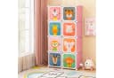 COSTWAY Kinderkleiderschrank mit Kleiderstange und 8 Würfeln, Rosa Bild 1