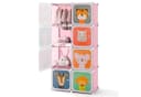 COSTWAY Kinderkleiderschrank mit Kleiderstange und 8 Würfeln, Rosa Bild 2
