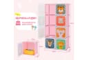 COSTWAY Kinderkleiderschrank mit Kleiderstange und 8 Würfeln, Rosa Bild 5