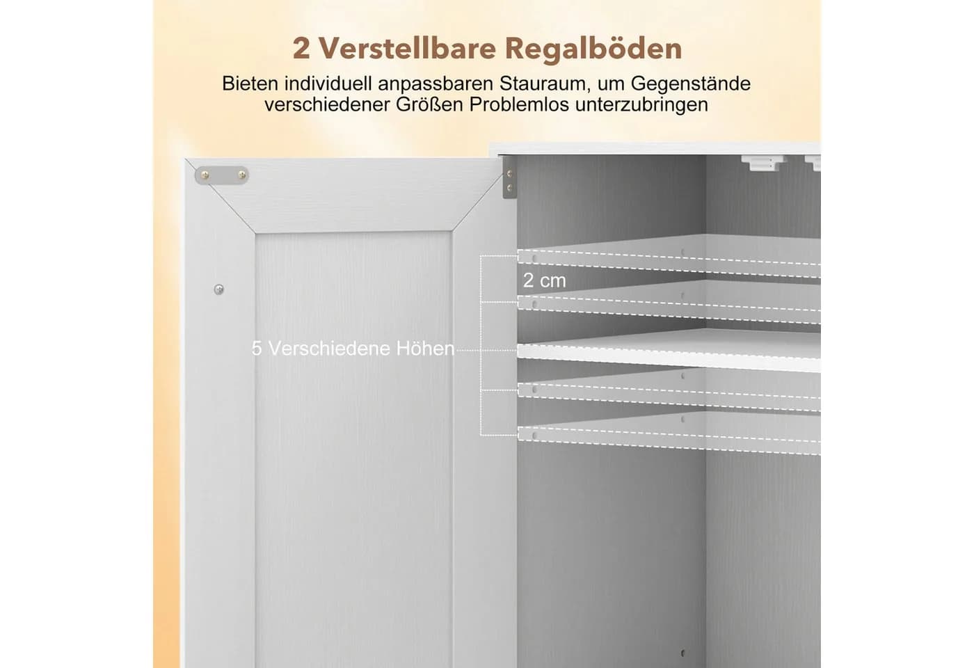 COSTWAY Badkommode, Badezimmerschrank mit verstellbarem Regal Sideboard Weiß - Bild 4