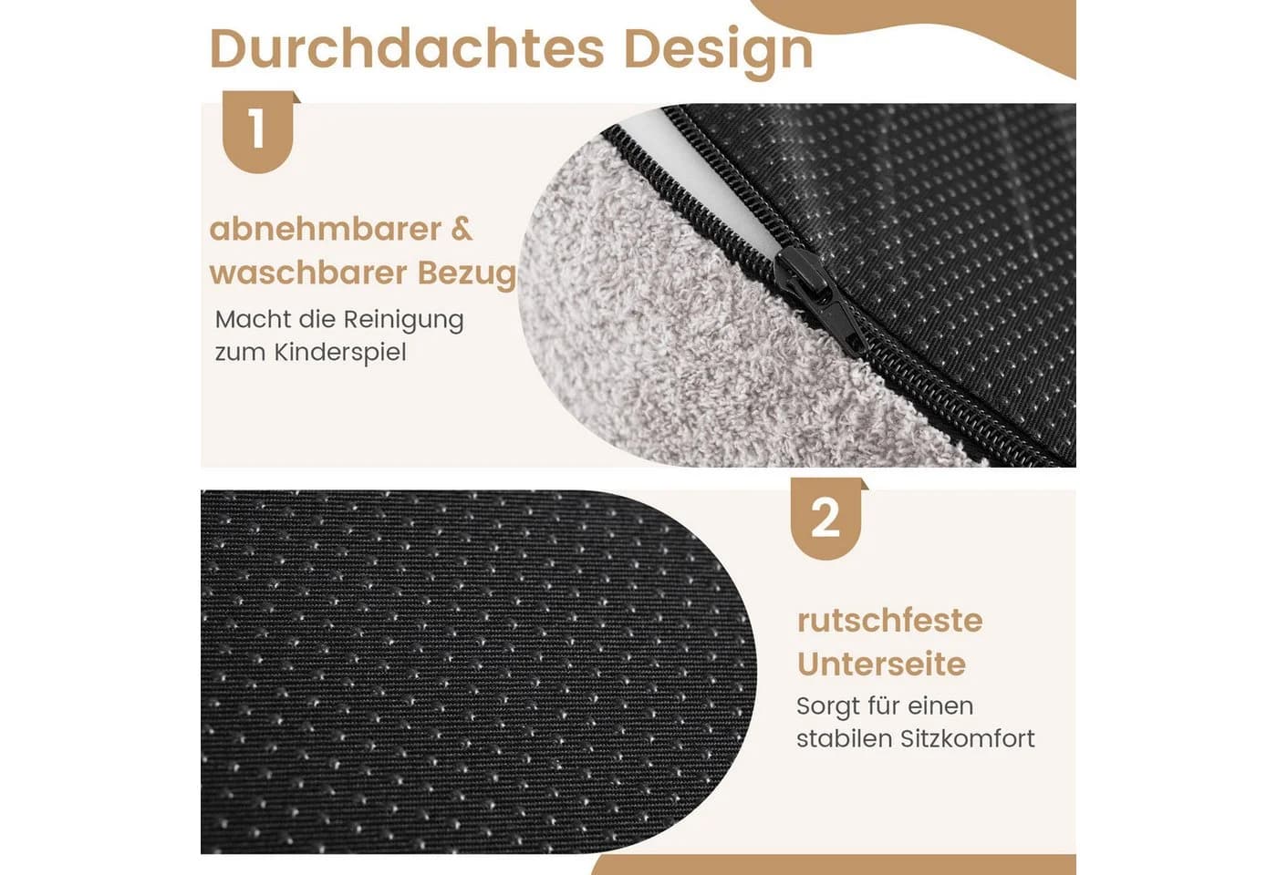 COSTWAY Relaxsessel Polstersofa Rund Teddyfleece - Bild 5