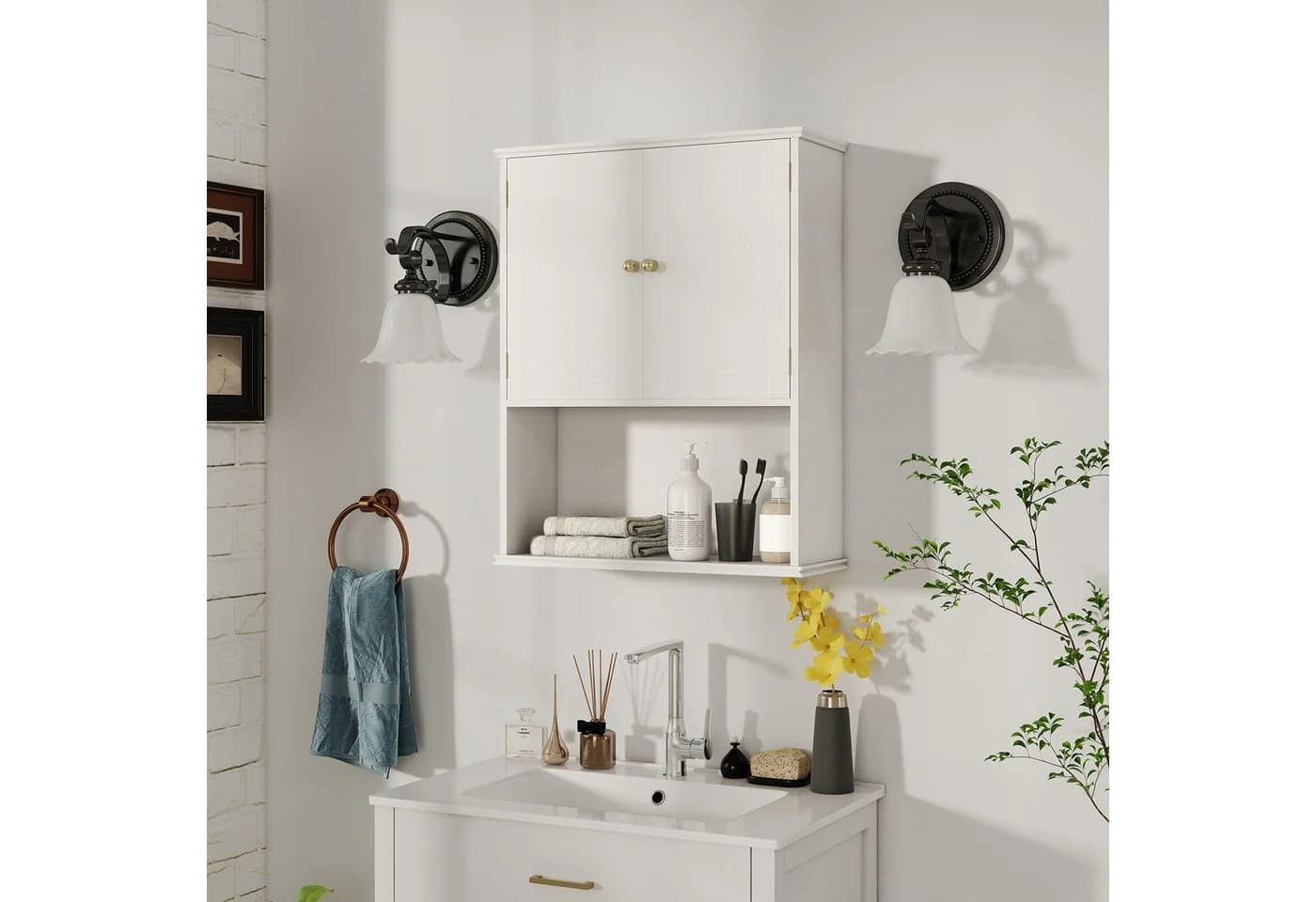 COSTWAY Hängeschrank Badezimmerschrank mit verstellbarem Regal