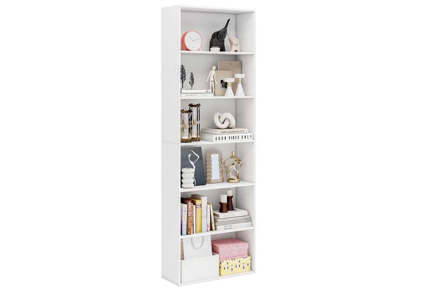 COSTWAY Bücherregal 6-stöckig Weiß Modern - Bild 2