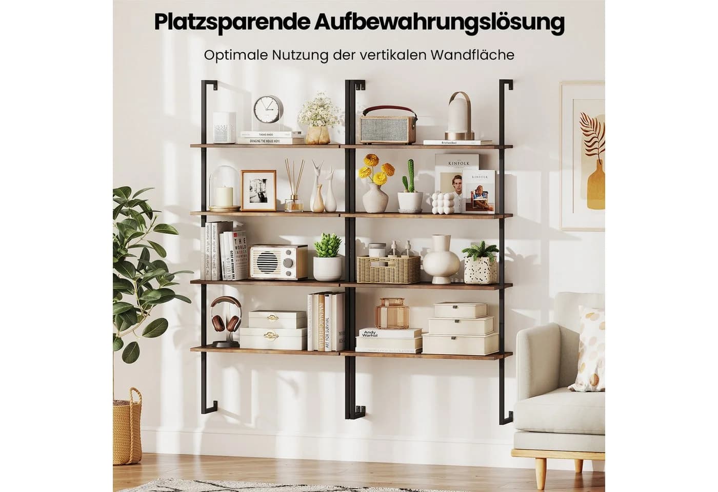 COSTWAY Wandregal Leiterregal Holz - Bild 3
