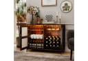 COSTWAY Weinschrank mit LED Beleuchtung & Rollen Rustikal Braun Bild 1