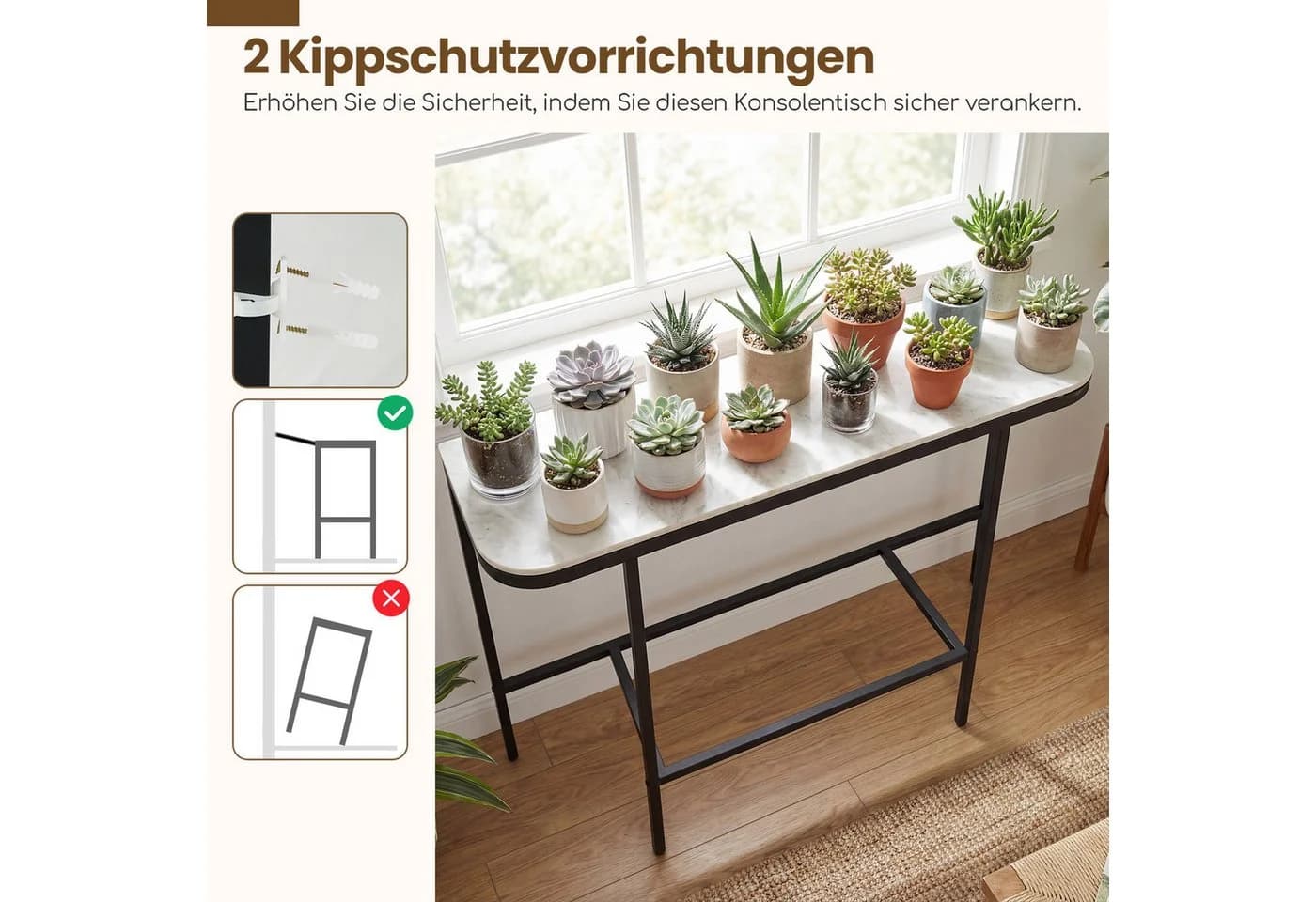 COSTWAY Konsolentisch Sinterstein Gold Grau Modern - Bild 5