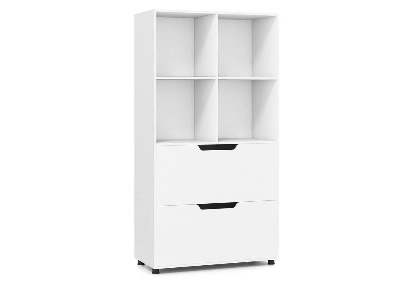 KOMFOTTEU Bücherregal Standregal Aufbewahrungsregal 4 Fächer 2 Schubladen - Bild 2
