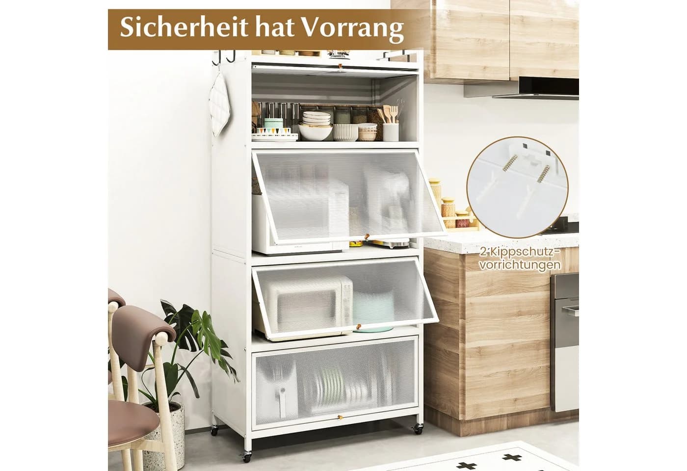 KOMFOTTEU Vorratsschrank 5-Ebenen Küchenregal auf Rollen Schwarz/Weiß - Bild 5