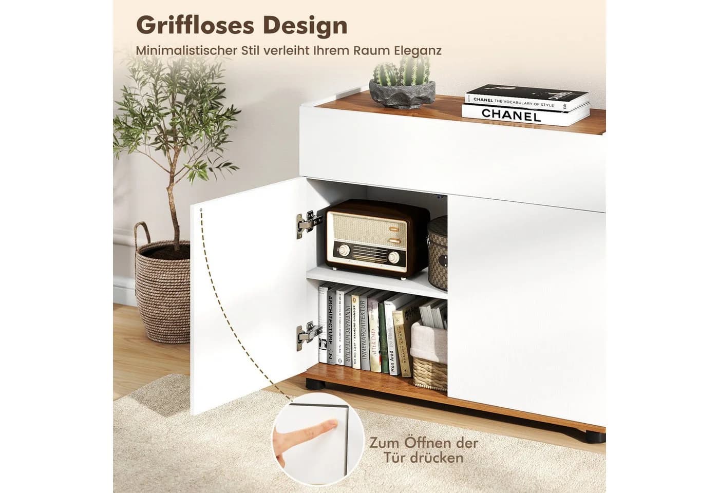 KOMFOTTEU Sideboard mit Arbeitsplatte Schwarz/Weiß - Bild 3
