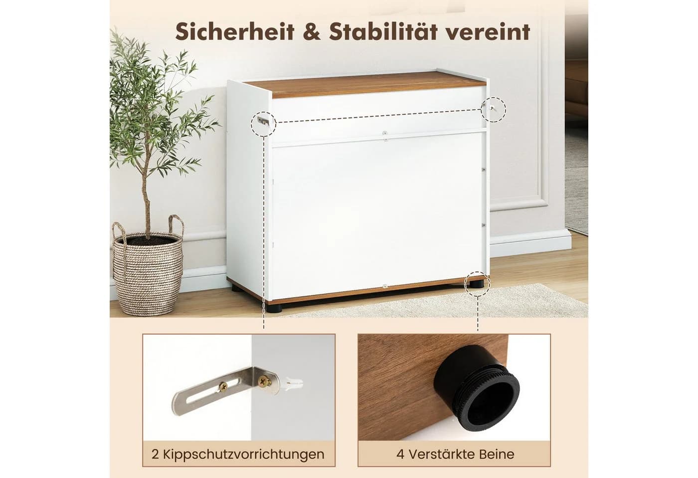 KOMFOTTEU Sideboard mit Arbeitsplatte Schwarz/Weiß - Bild 4