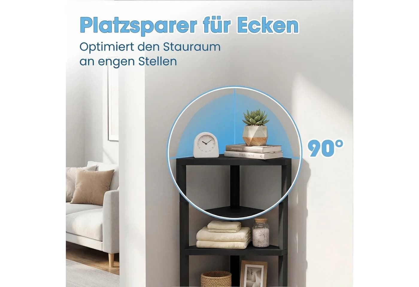 KOMFOTTEU Eckregal Schwarz Kunststoff 4 Ablagen - Bild 3