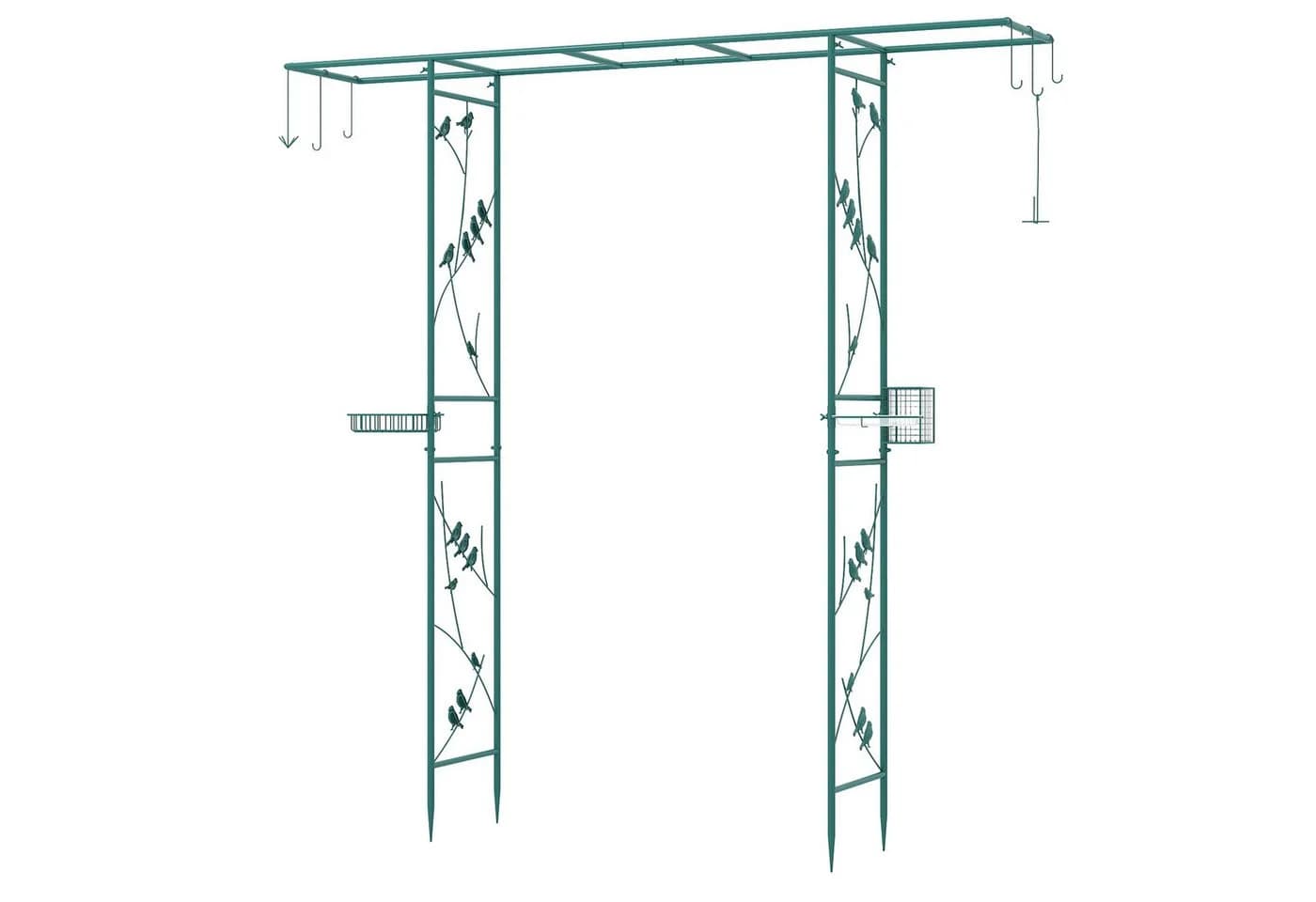 COSTWAY Gartenbogen mit Vogelfutterstation und Spalier Grün/Schwarz - Bild 2