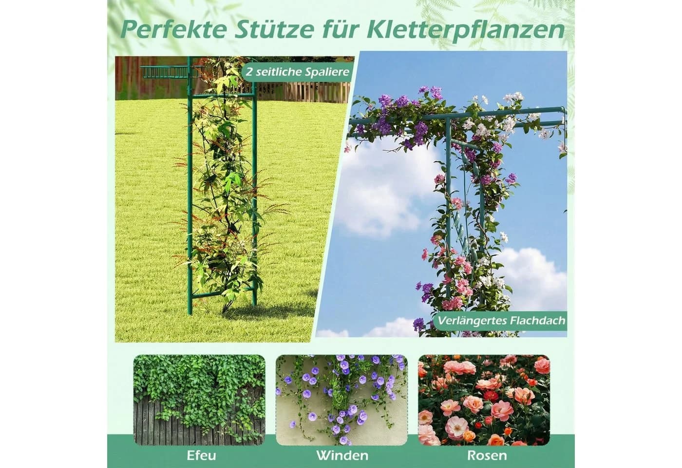 COSTWAY Gartenbogen mit Vogelfutterstation und Spalier Grün/Schwarz - Bild 3