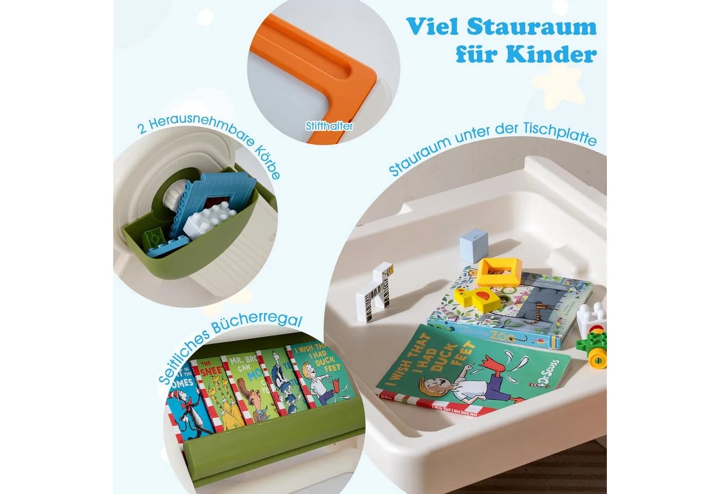 COSTWAY 6-in-1 Kindertisch Set mit Stuhl, klappbar - Bild 5
