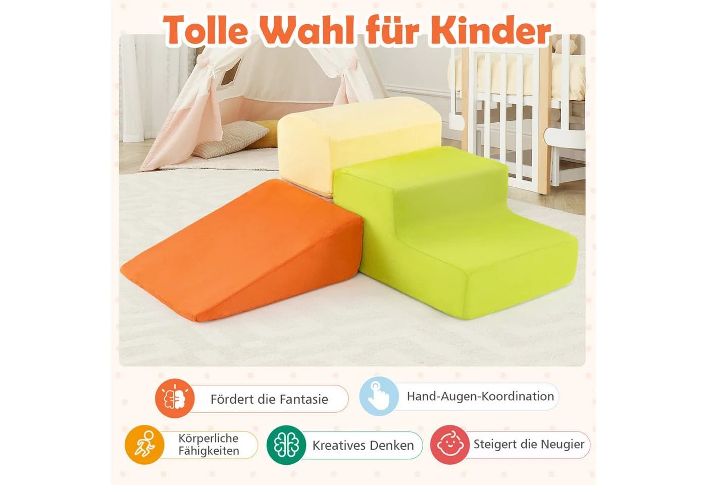 COSTWAY Spielbausteine 5-tlg. Bunt Schaumstoffbausteine für Kinder, Baby
