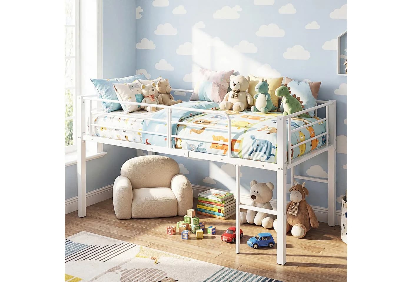 COSTWAY Hochbett Kinderbett mit Sicherheitsgeländern - Bild 2