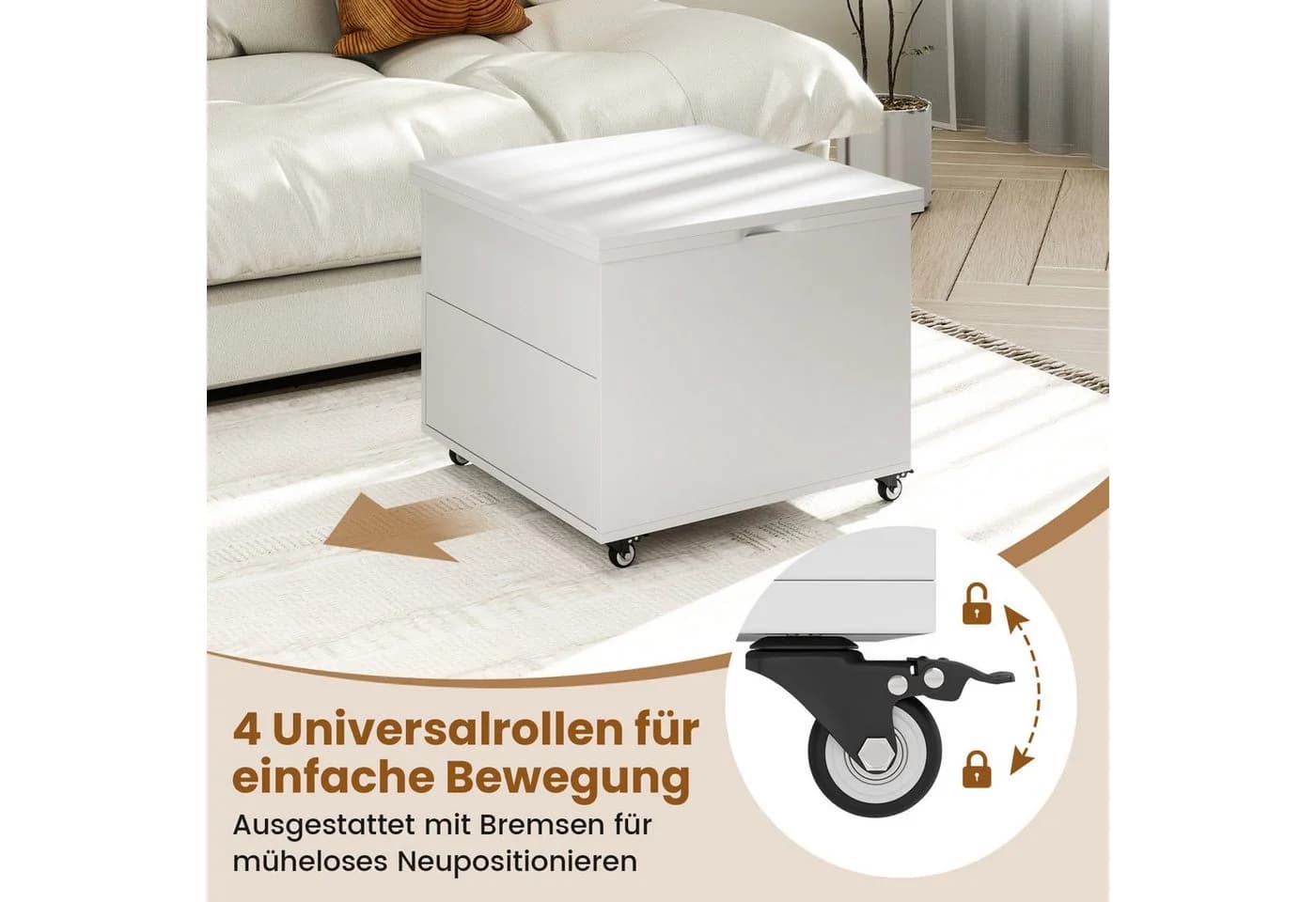 COSTWAY Lift-Top Couchtisch höhenverstellbar mit Stauraum und Rollen - Bild 5