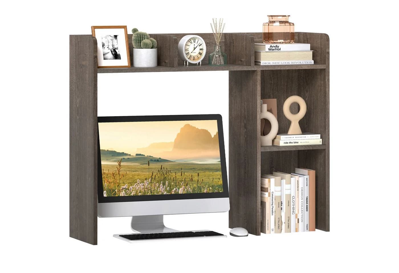 COSTWAY Schreibtischregal Grau mit 4 Ablagen - Bild 2