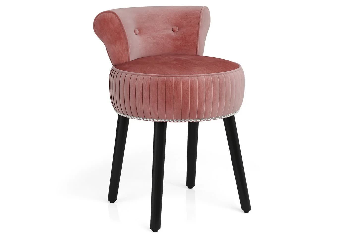 COSTWAY Sitzhocker Samt Rosa gepolstert Holz - Bild 2