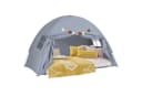 COSTWAY Bettzelt Faltbares Zwillingsbett-Zelt mit 2 Fenstern & Fahnen Beige/Grau Bild 2