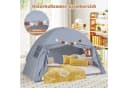 COSTWAY Bettzelt Faltbares Zwillingsbett-Zelt mit 2 Fenstern & Fahnen Beige/Grau Bild 3