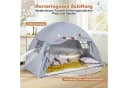 COSTWAY Bettzelt Faltbares Zwillingsbett-Zelt mit 2 Fenstern & Fahnen Beige/Grau Bild 4
